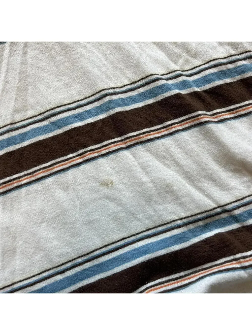 Vintage y2k Brown Blue Machine striped polo‎ shirt Size XXL